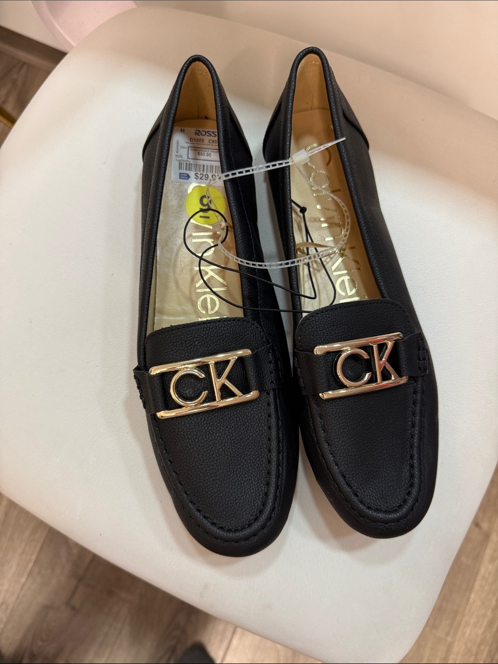 Calvin Klein Black Loafers with Gold CK Emblem